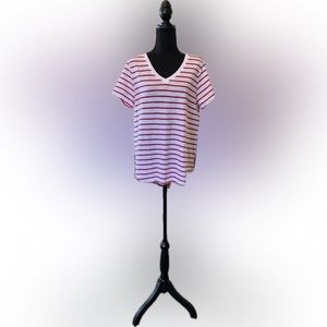 Old Navy, everywhere, size large, soft, white red striped T-shirt, short sleeve